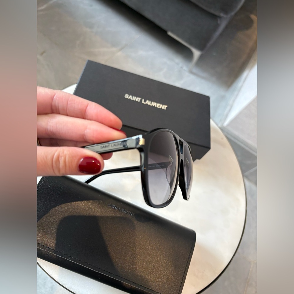 Saint Laurent Eyewear Aviator Sunglasses Unisex SL 596 Dune Acetate in Black - Picture 15 of 16